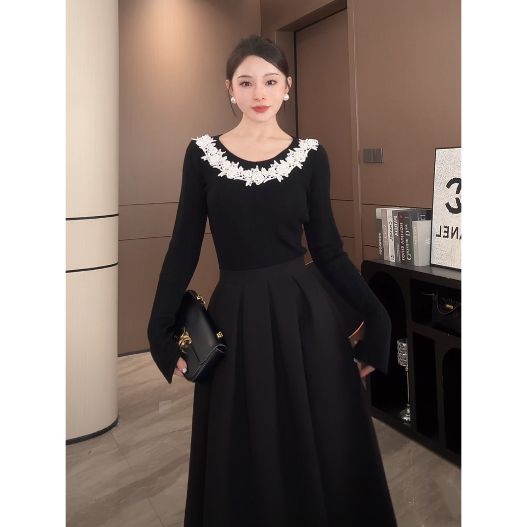 LZQ[繁花交响]羊毛法式蕾丝花边设计感上衣XMZH11496