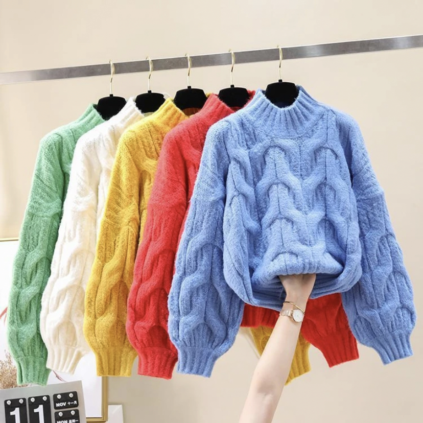 (751-800)毛衣过款链接宽松加厚秋冬套头外穿针织洋气加绒韩版