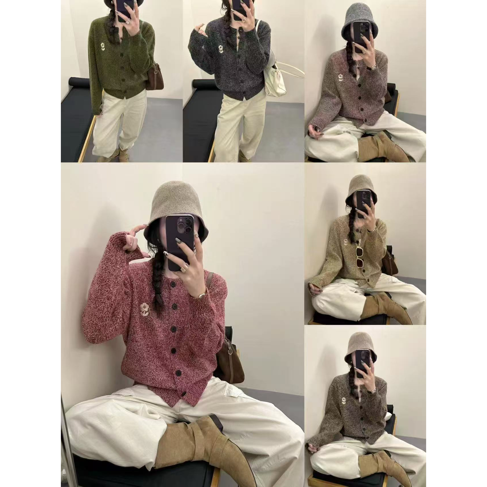 蜗牛家针织冬季女装毛针织衫常规袖毛衣针织衫复古开衫羊毛衫703