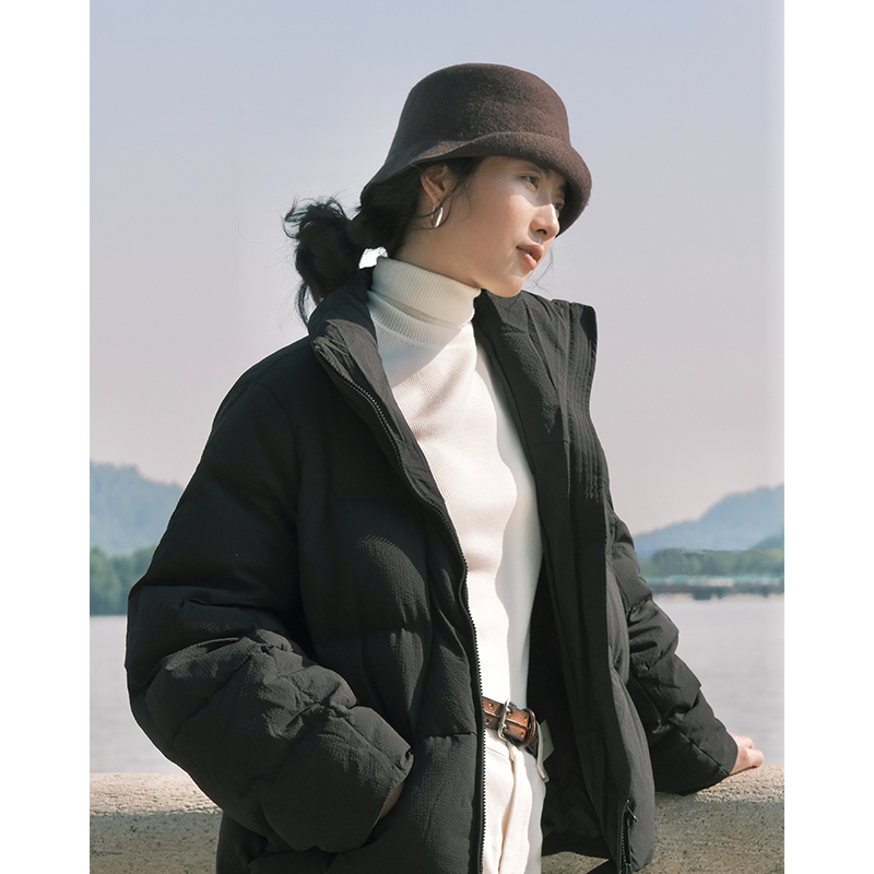 ziilam枝蓝 短款羽绒服冬季高品质95白鹅绒黑色休闲保暖女小个子