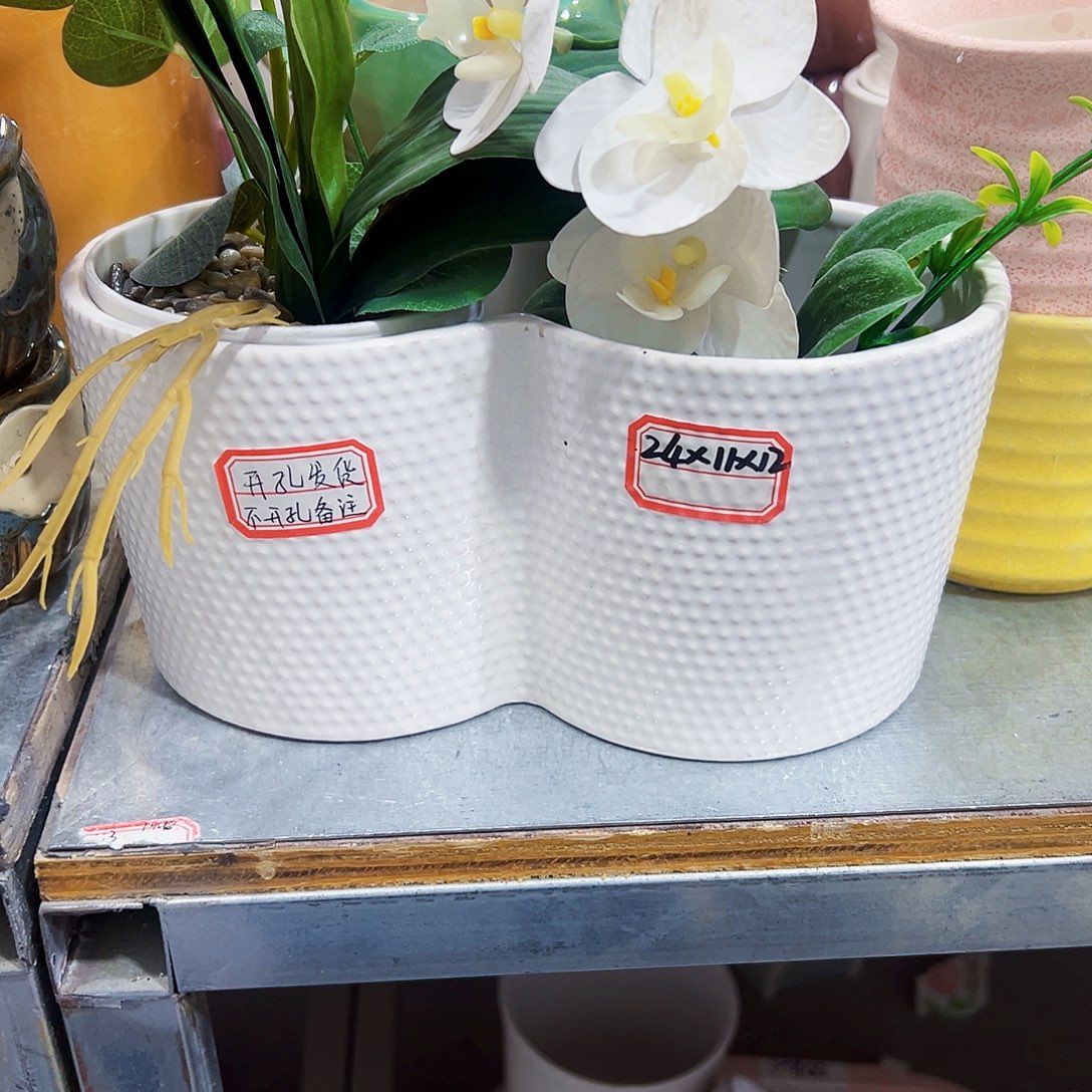 有孔，外贸尾单陶瓷花盆凑单10米包邮