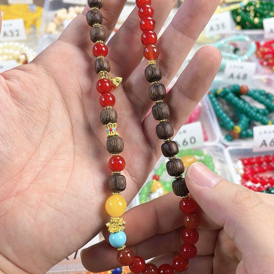 南红玛瑙手饰银S925镀金镶嵌