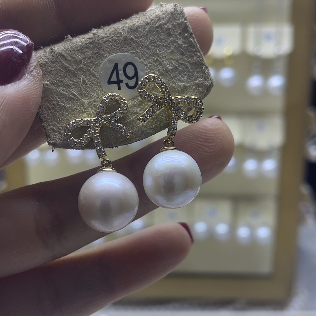 淡水珍珠耳饰银S925镶嵌
