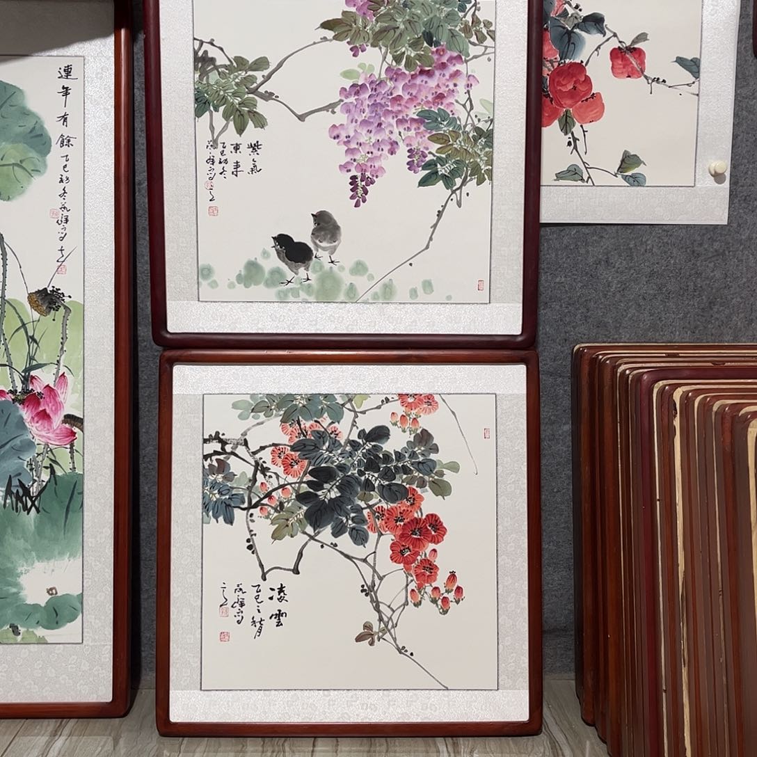 国画书画作品带框63×63