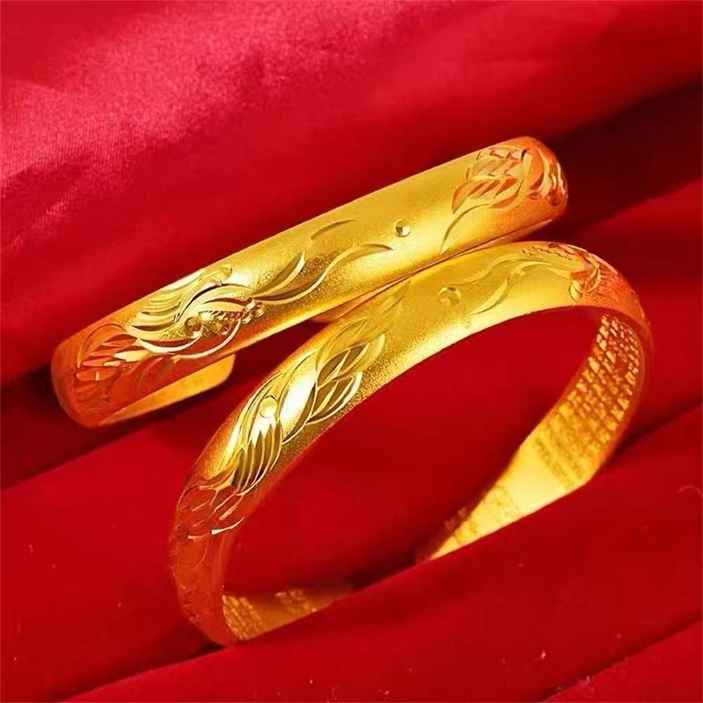 【微总专属】足金999时尚祥云心经开口妈妈素圈手镯GZP
