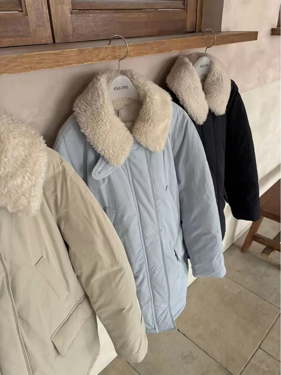 ERUME韩国东大门25冬季韩系羊羔毛领派克羽绒服女加厚保暖外套女