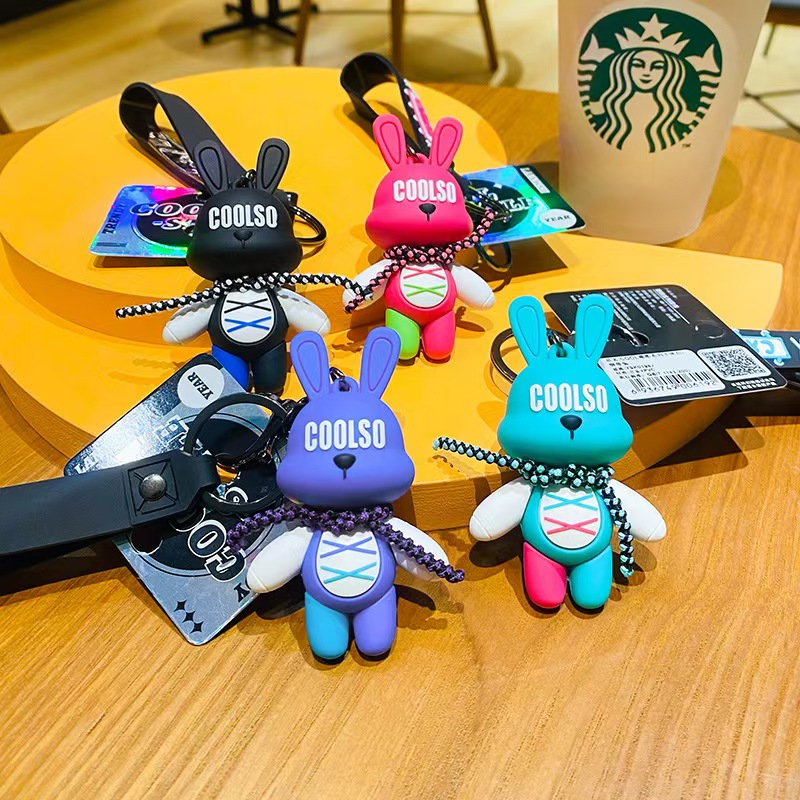 潮酷绑带兔挂件钥匙扣创意卡通书包饰品