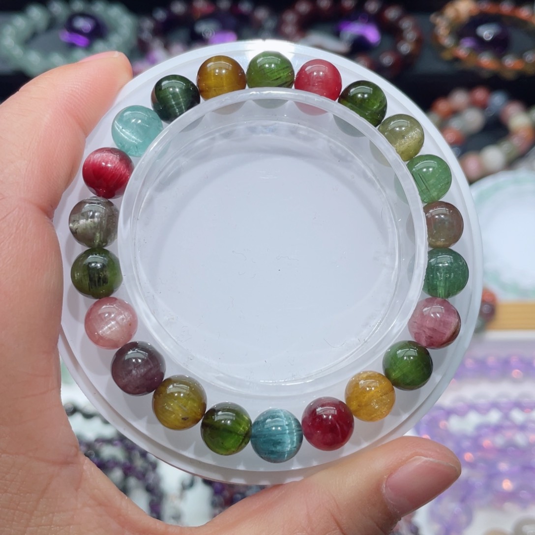 碧玺手链未镶嵌碧玺手链，晶体通透