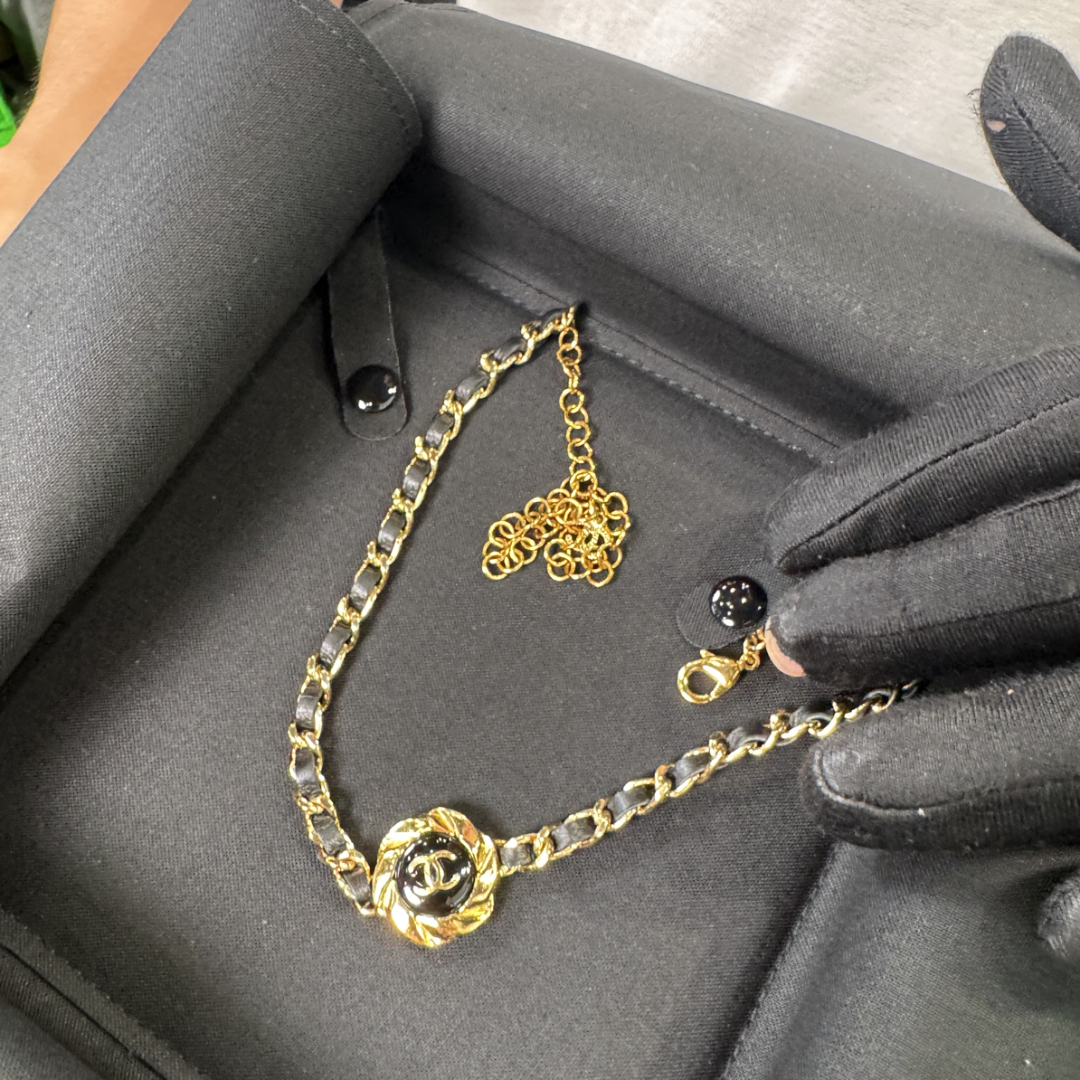 99新 Chanel/香奈儿 chanel黑金logo项链