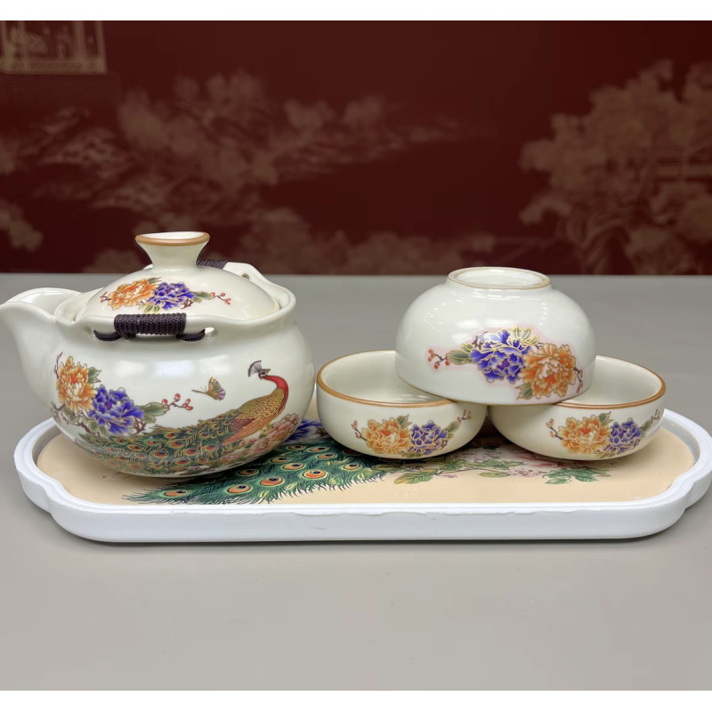 孔雀手抓壶旅行套+孔雀茶盘LX081