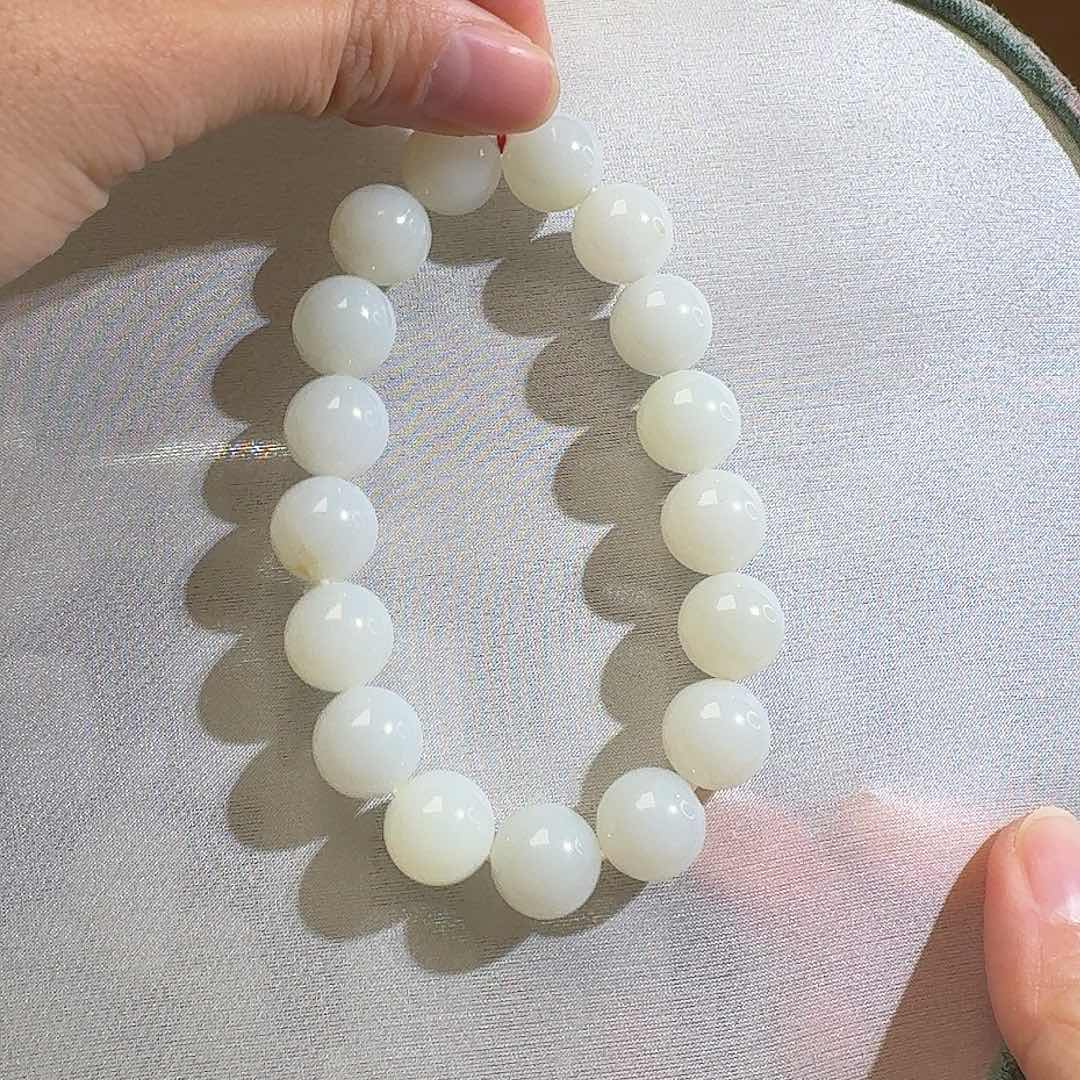 和田玉颈饰未镶嵌米达12mm高白
