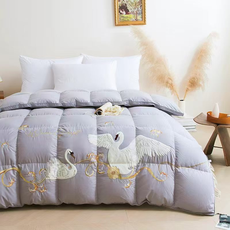 【现充充绒】清水大朵羽绒被双人加厚纯棉刺绣羽绒被无异味工厂直销