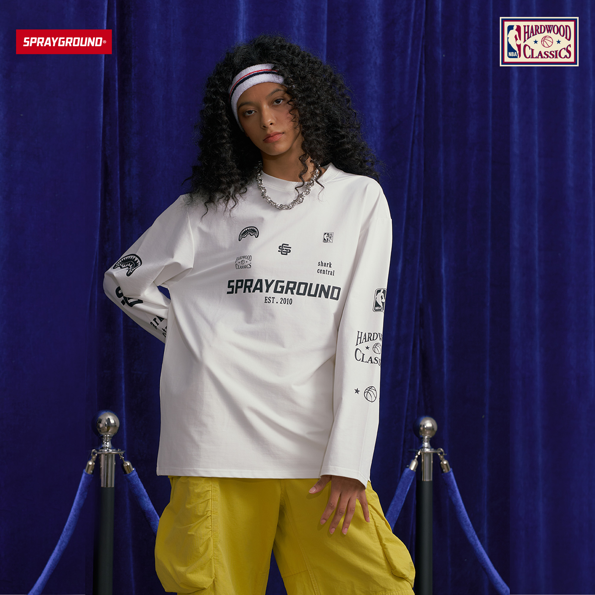 SPRAYGROUND I NBA HWC联名系列鲨鱼嘴长袖T美式休闲HD NE230325