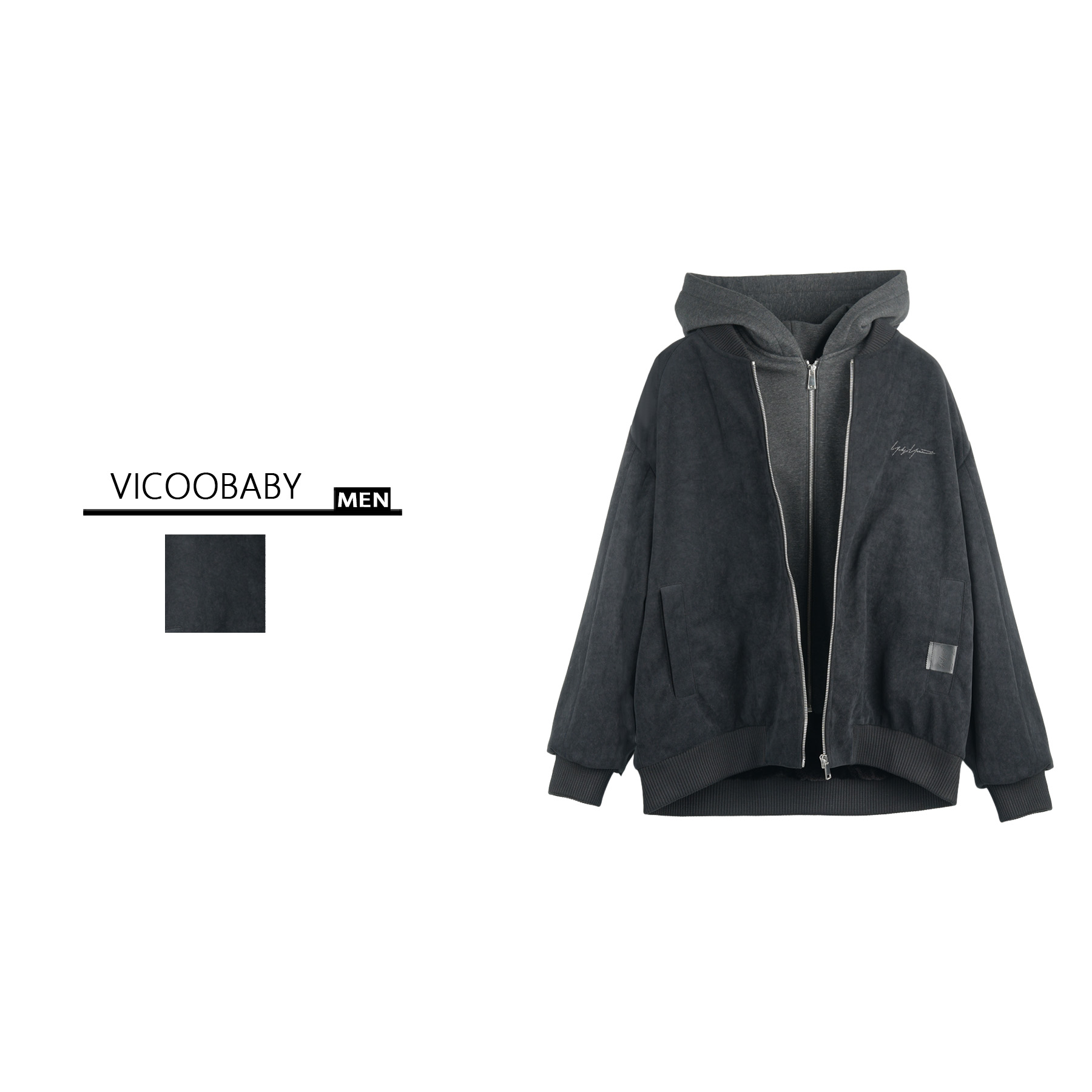 【043编号】2025年新款加绒连帽假两件卫衣外套