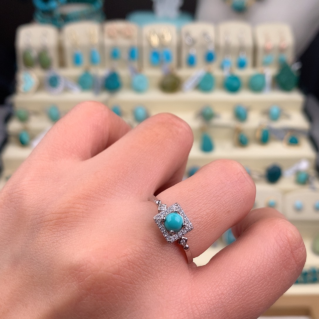 绿松石银S925镶嵌戒指