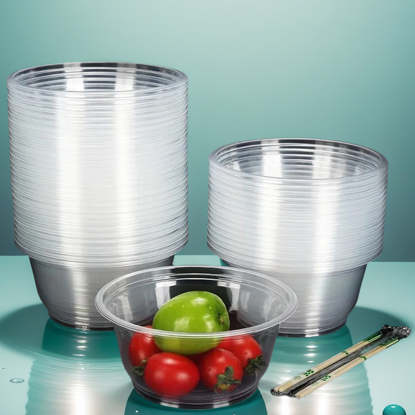 【达人专属】一次性碗筷加厚塑料碗带盖打包汤碗家用聚餐快餐打包盒