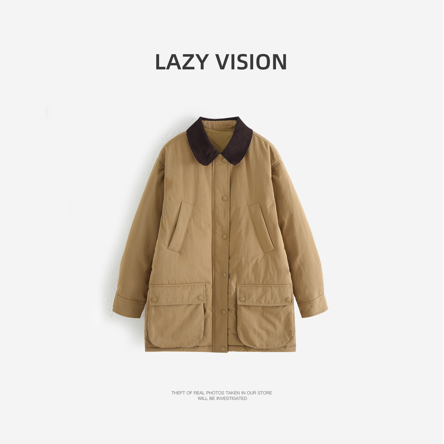 LAZYVISION/90白鹅绒中长款简约翻领女士羽绒服ZMD-34324小小