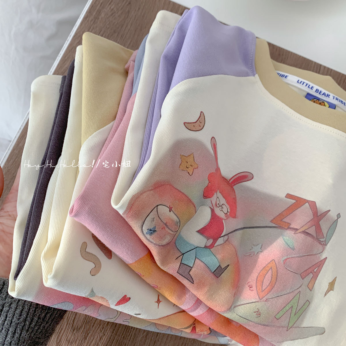 女童春秋卡通动漫印花撞色长袖