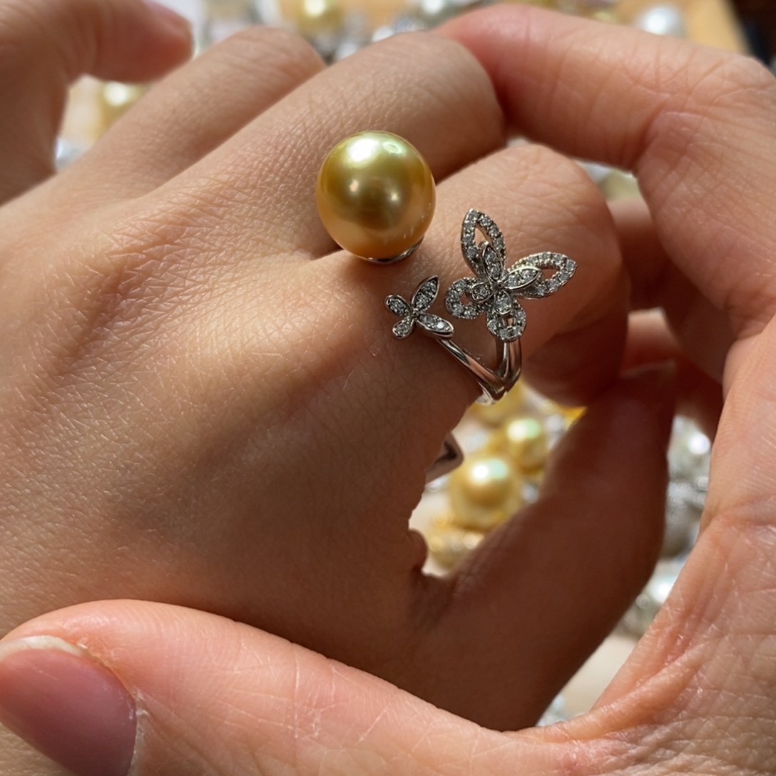 海水珍珠戒圈银S925镶嵌