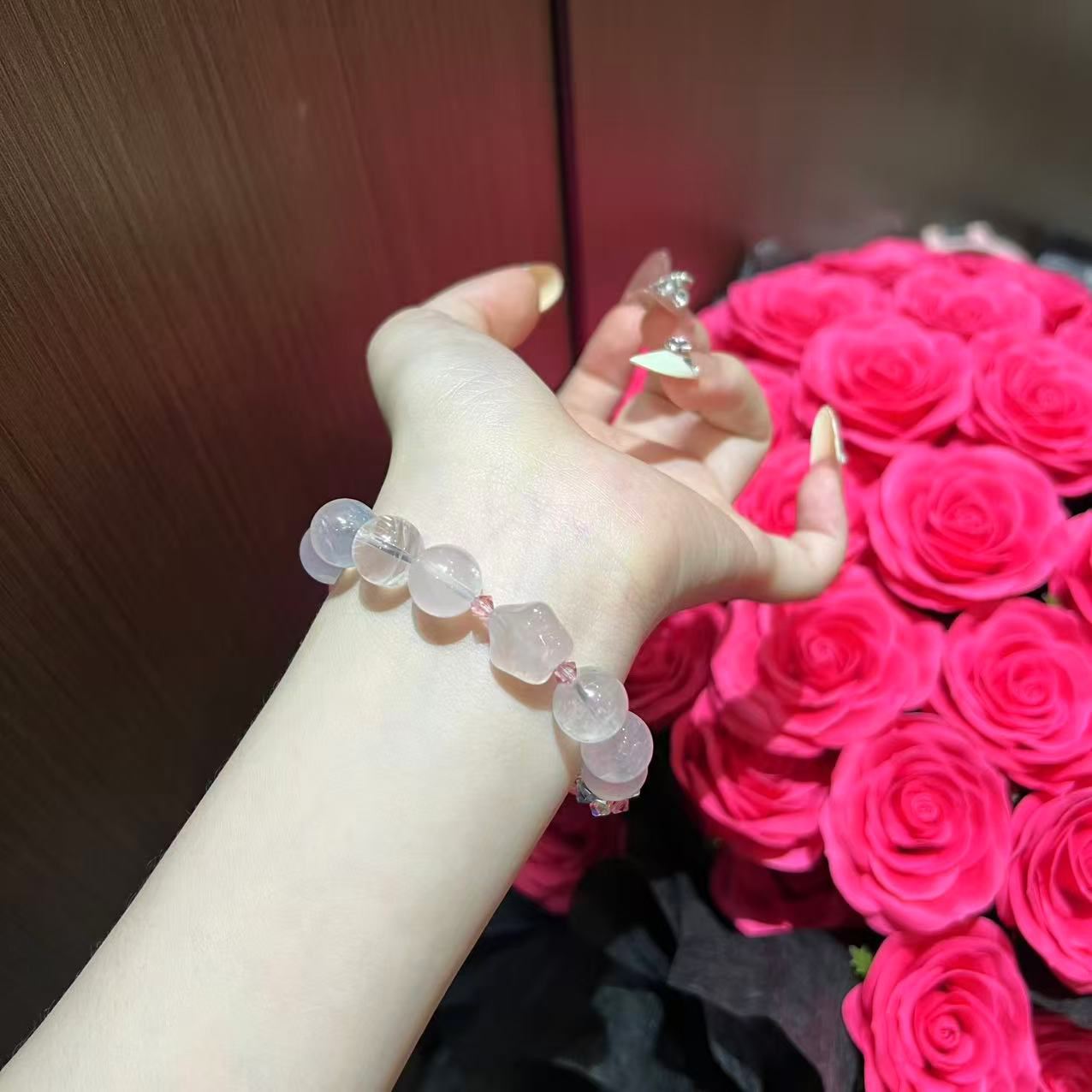 S959 星星不打烊 12mm粉晶华子设计款手串 颜色