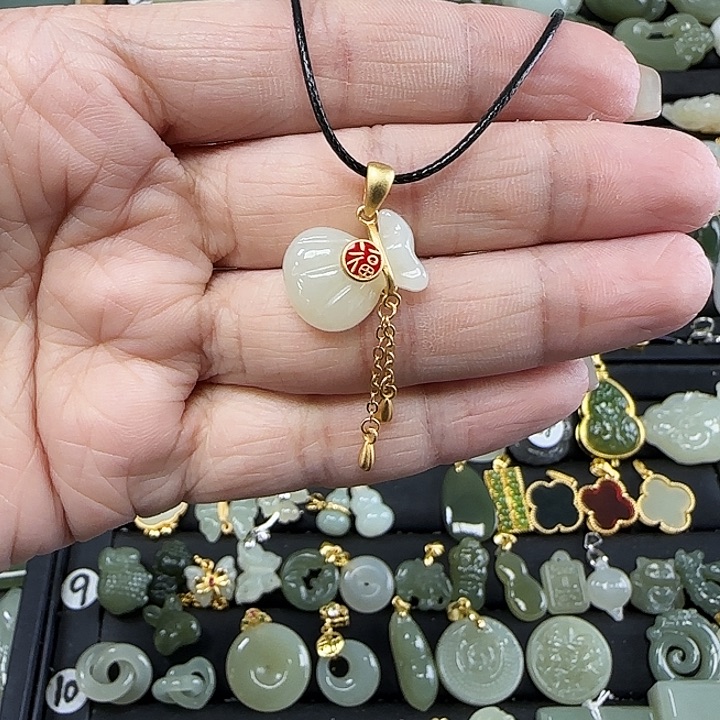 和田玉银S925镶嵌吊坠(不含链)