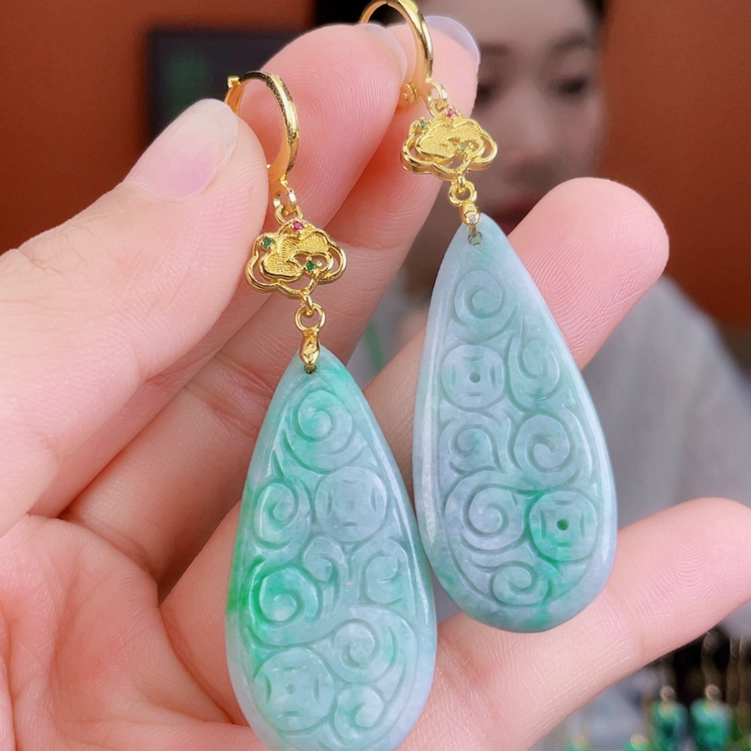 翡翠未镶嵌耳饰饰品