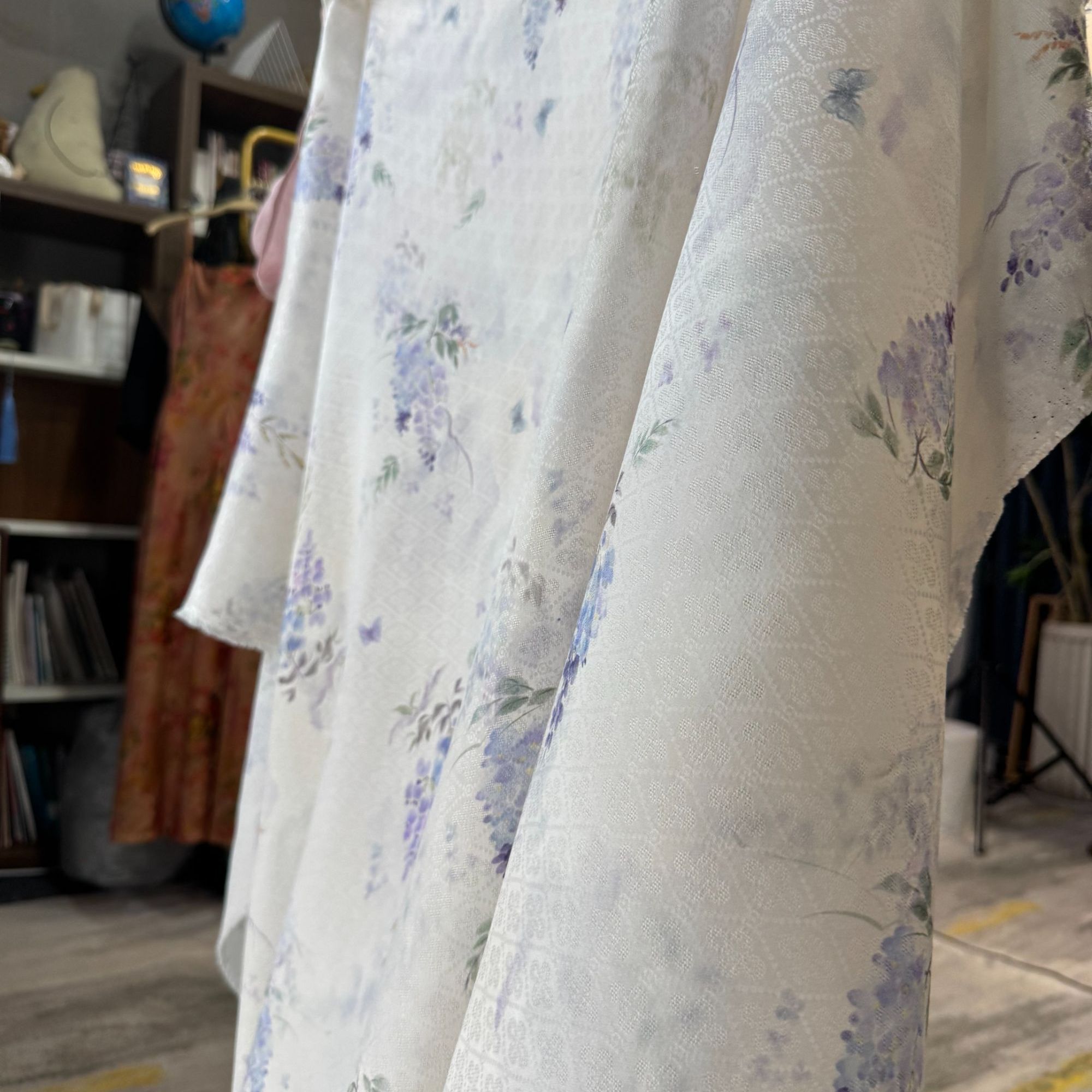 （喜物定制紫藤花语）19/高品质桑蚕丝面料 （140门幅）