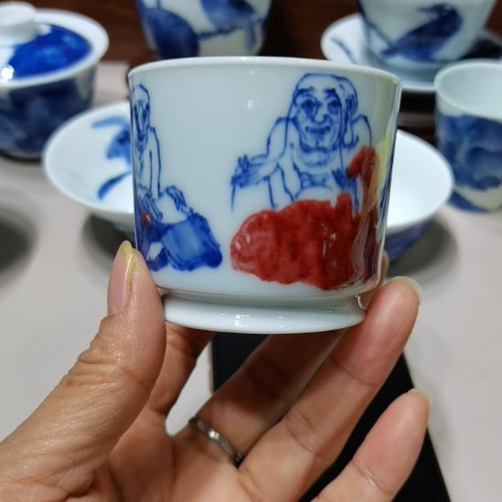 睫***道杯张学鸿老师青花釉里红