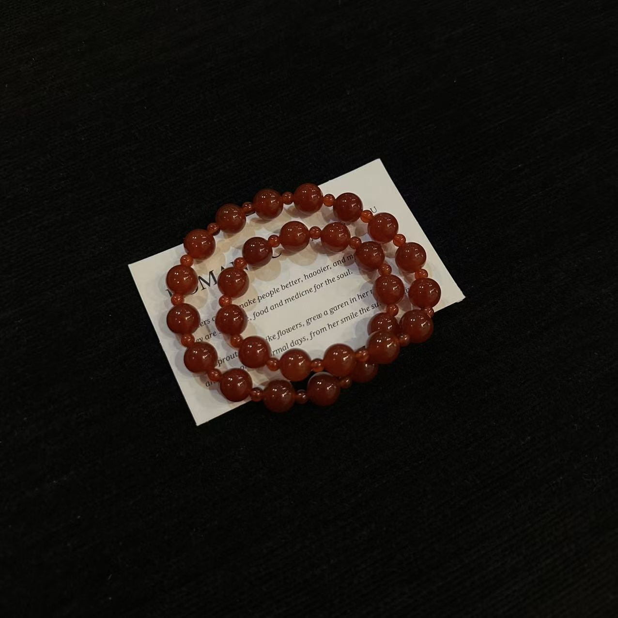  「YIMIMI」许妍同款天然 4-10mm红玛瑙双圈手链x2906 多样性发货