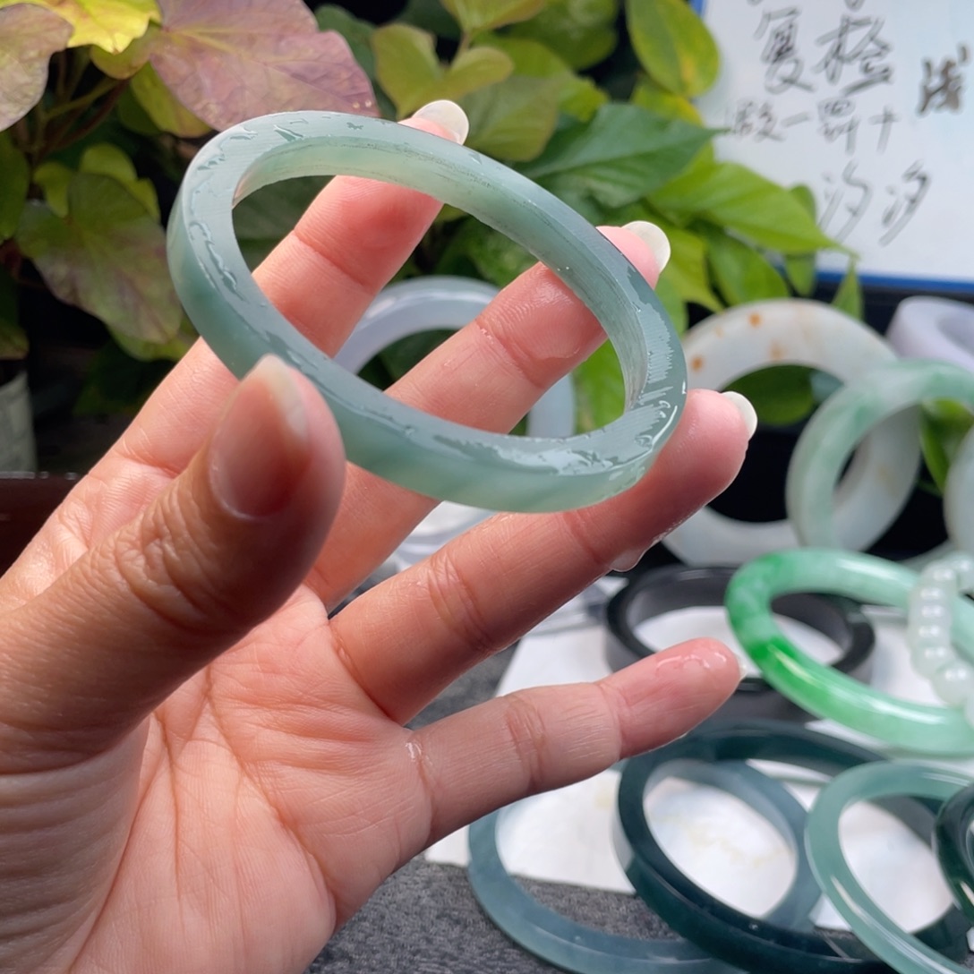*****定制翡翠未镶嵌翡翠手镯，有雪花棉
