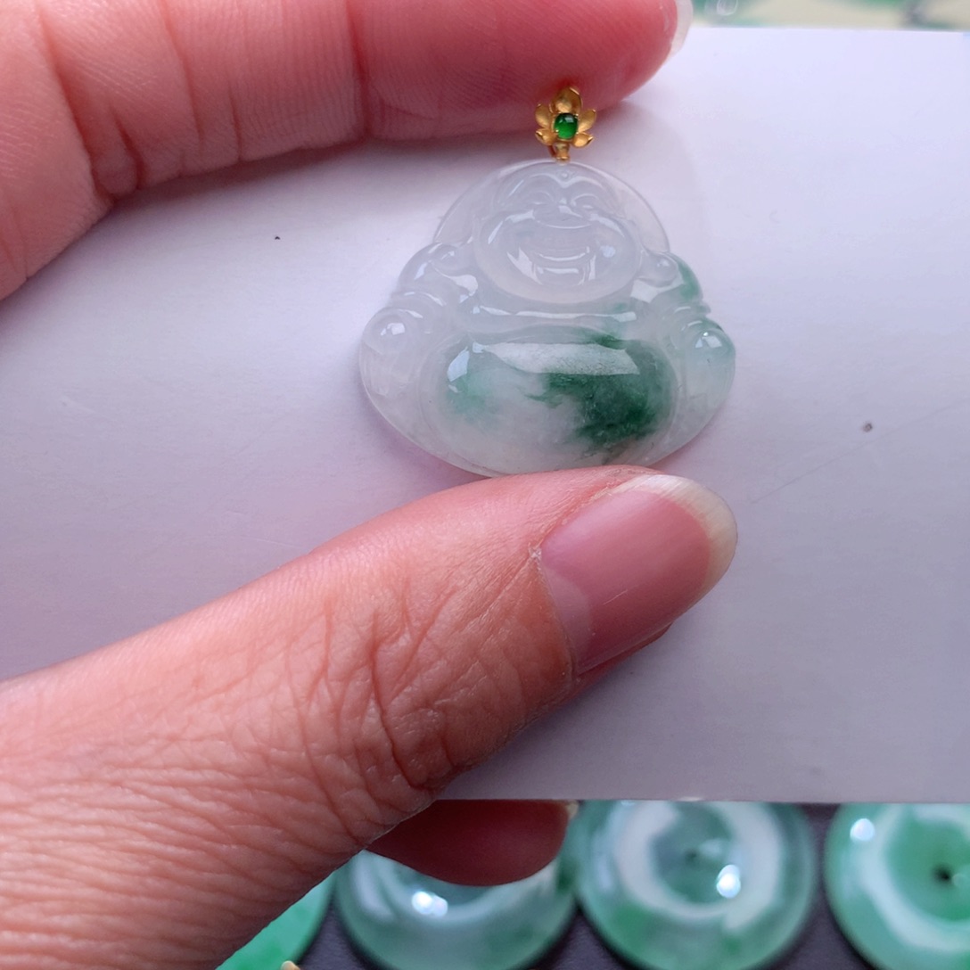 翡翠吊坠(不含链)18K金镶嵌