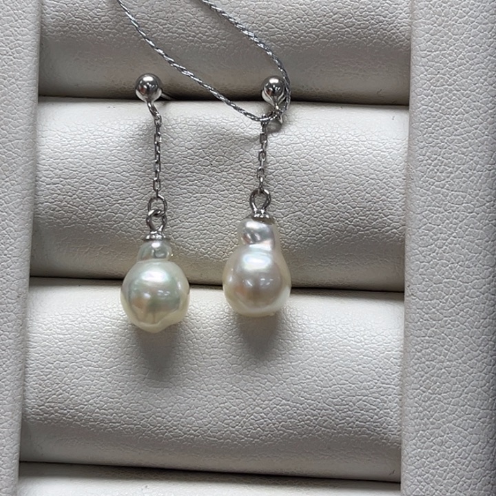 耳饰银S925镶嵌海水珍珠AK 7-8mm 103号