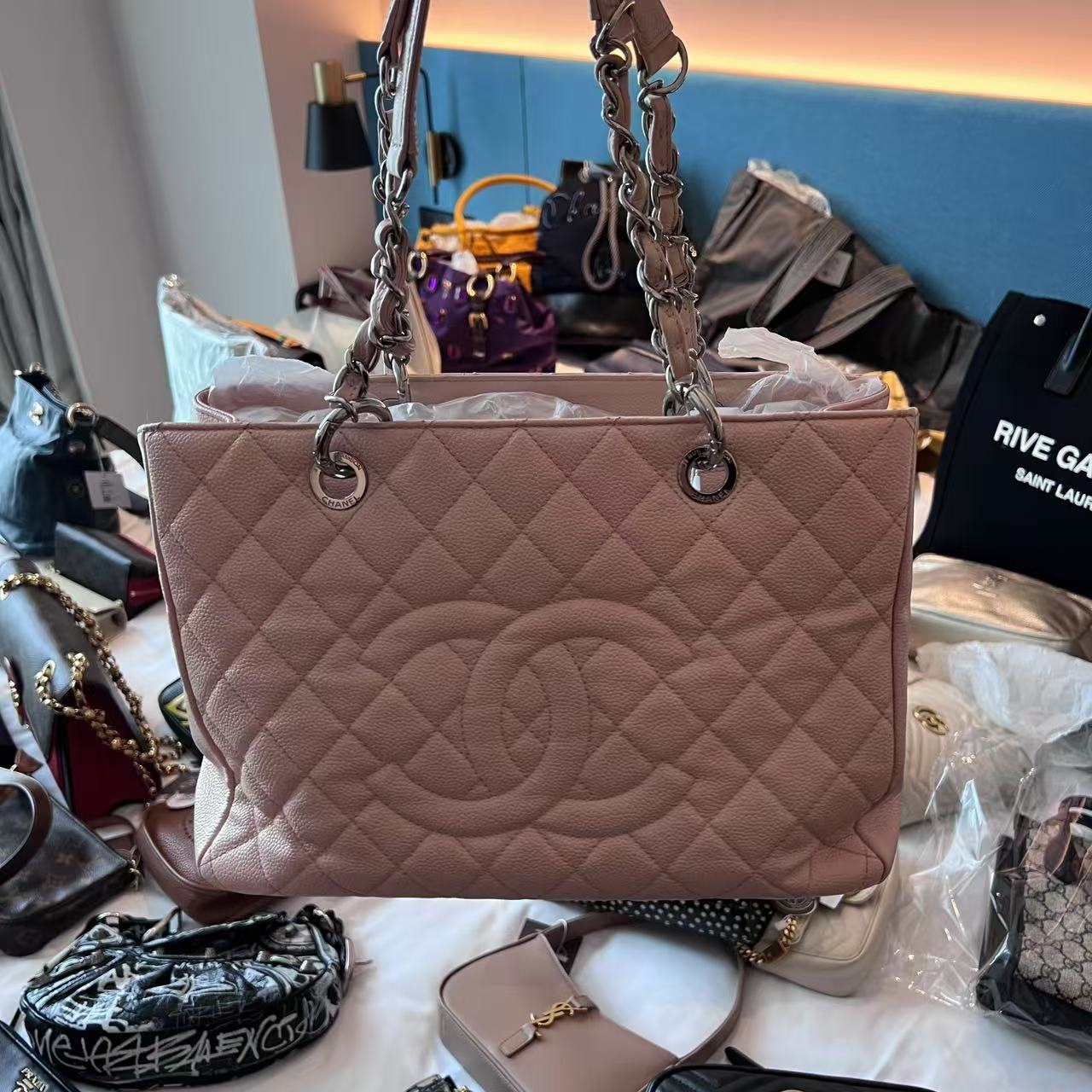 95新 Chanel/香奈儿 粉色GST/云海包展放大漏
