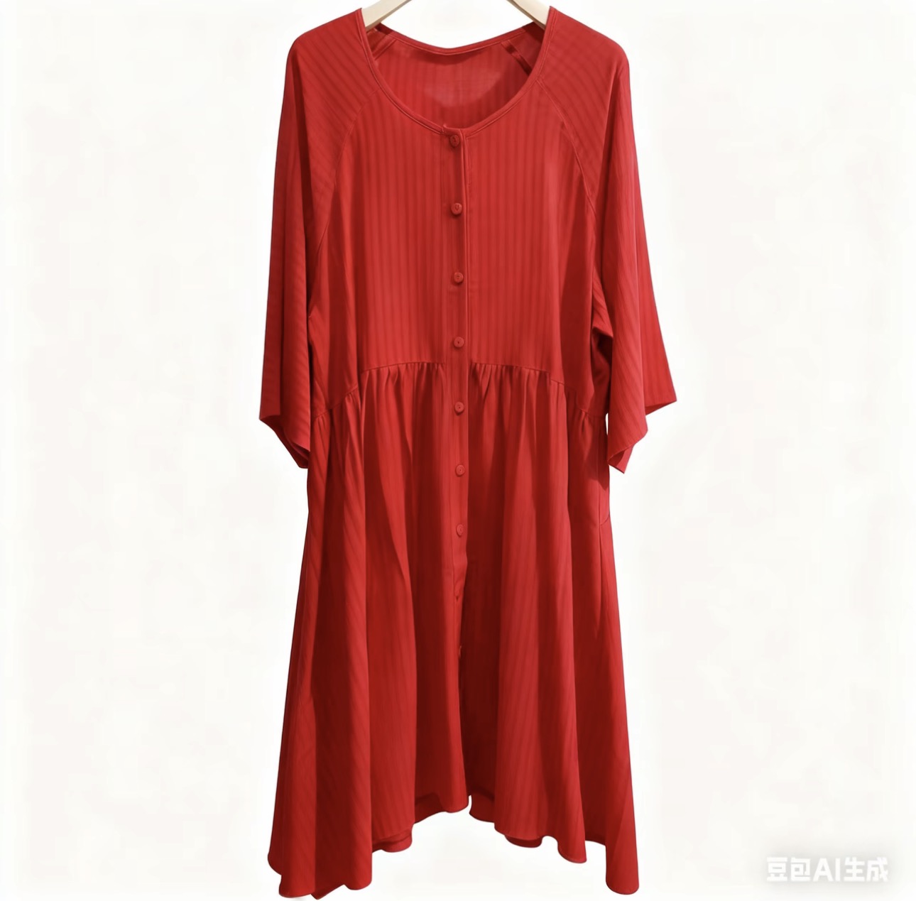 宽画红色薄款女士家居裙92079