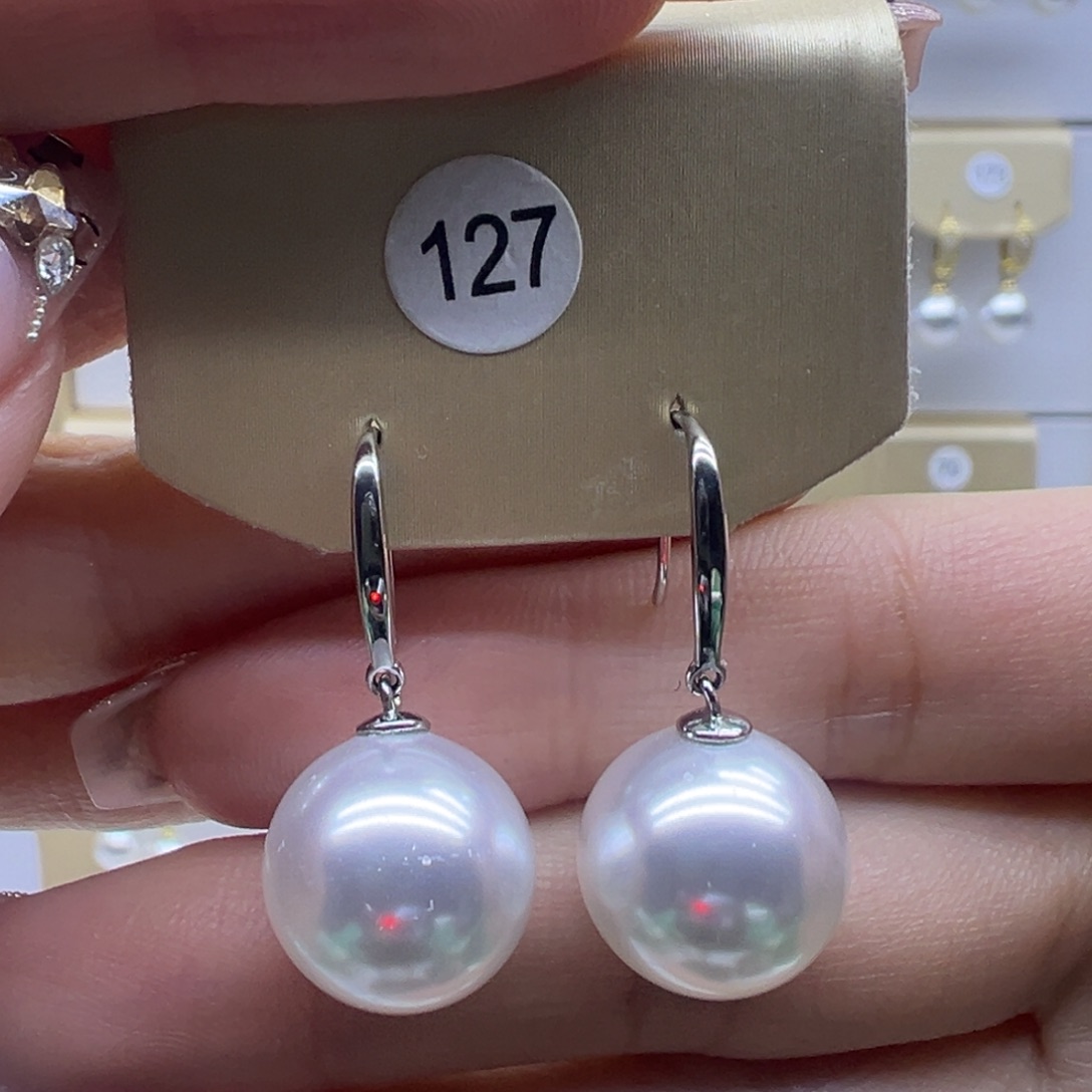 银S925镶嵌淡水珍珠耳饰
