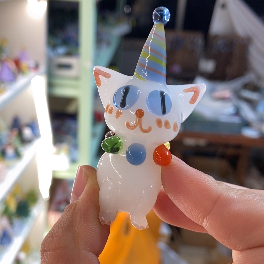 琉璃手工艺品彩珠猫