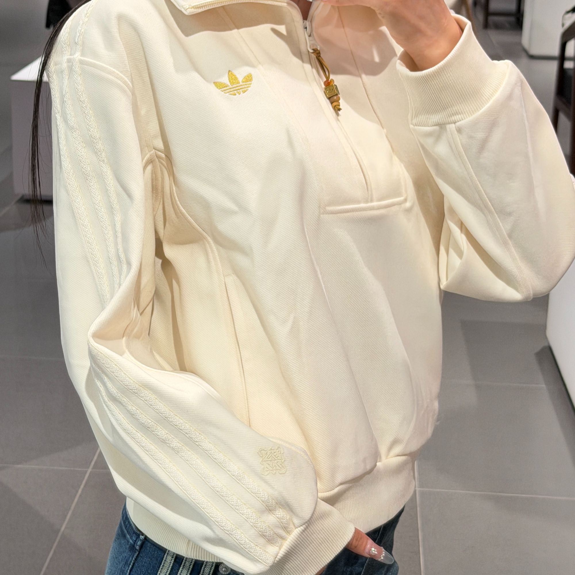 ADIDASHALFZIPSWEAT新年款慵懒风半开襟运动卫衣套头衫 KT0725