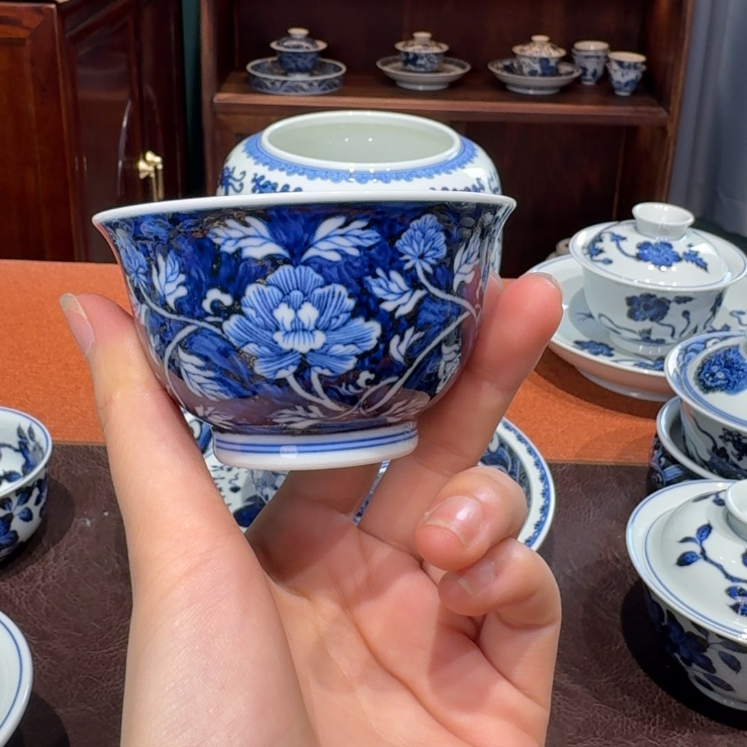 青花雯华堂手绘杯杯