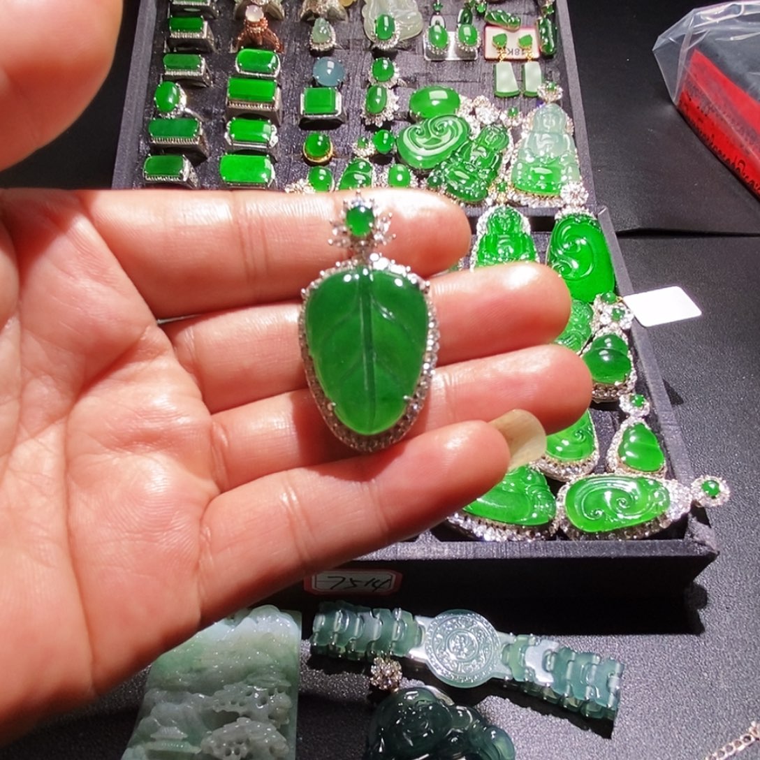 翡翠银S925镶嵌吊坠(赠链)A货翡翠15