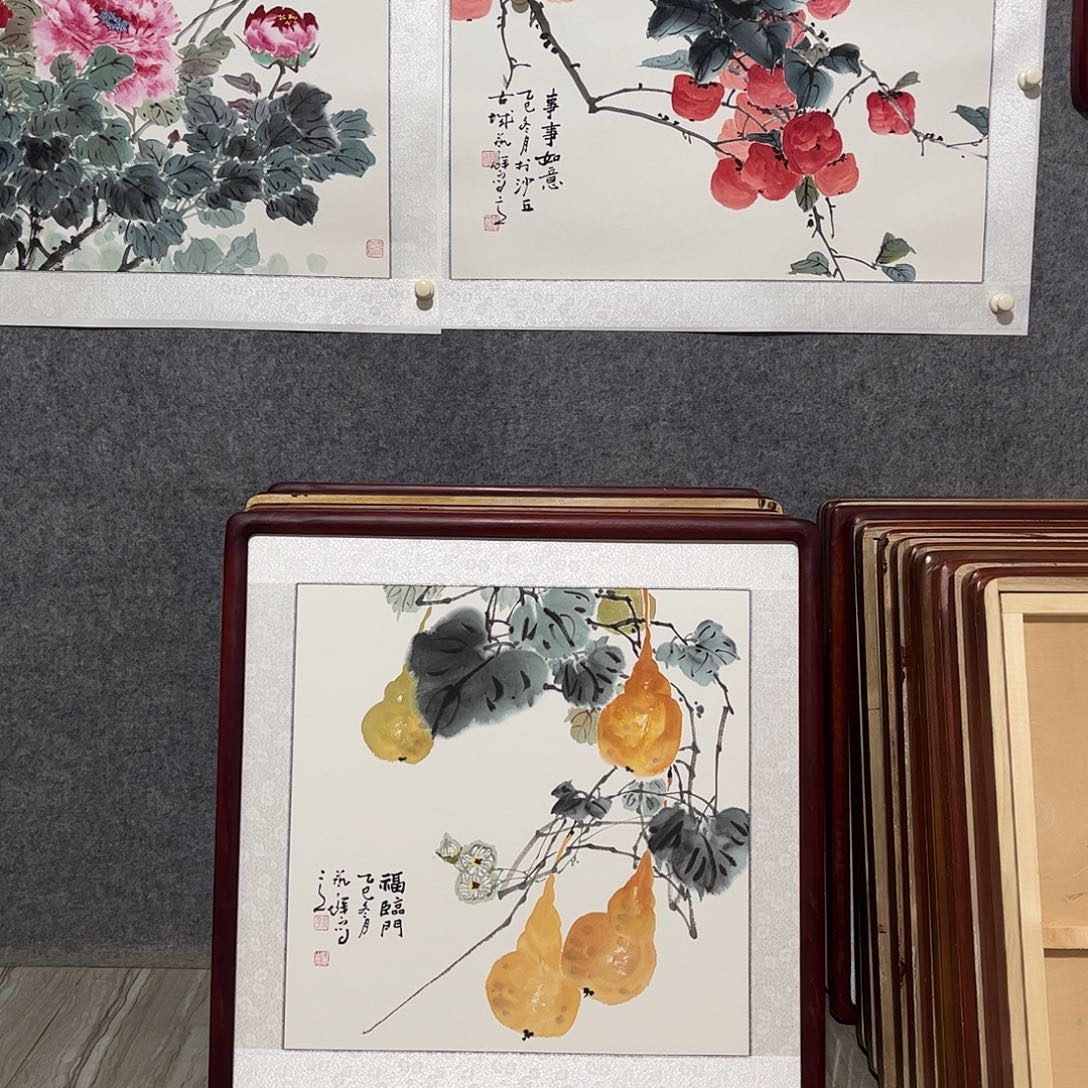 国画书画作品带框63×63