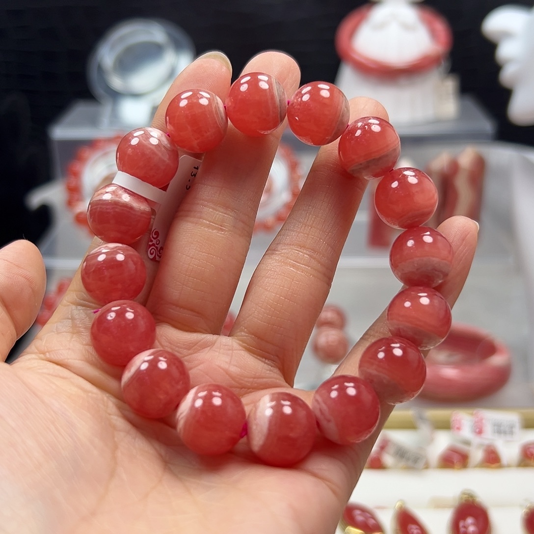 菱锰矿（红纹石）未镶嵌手串