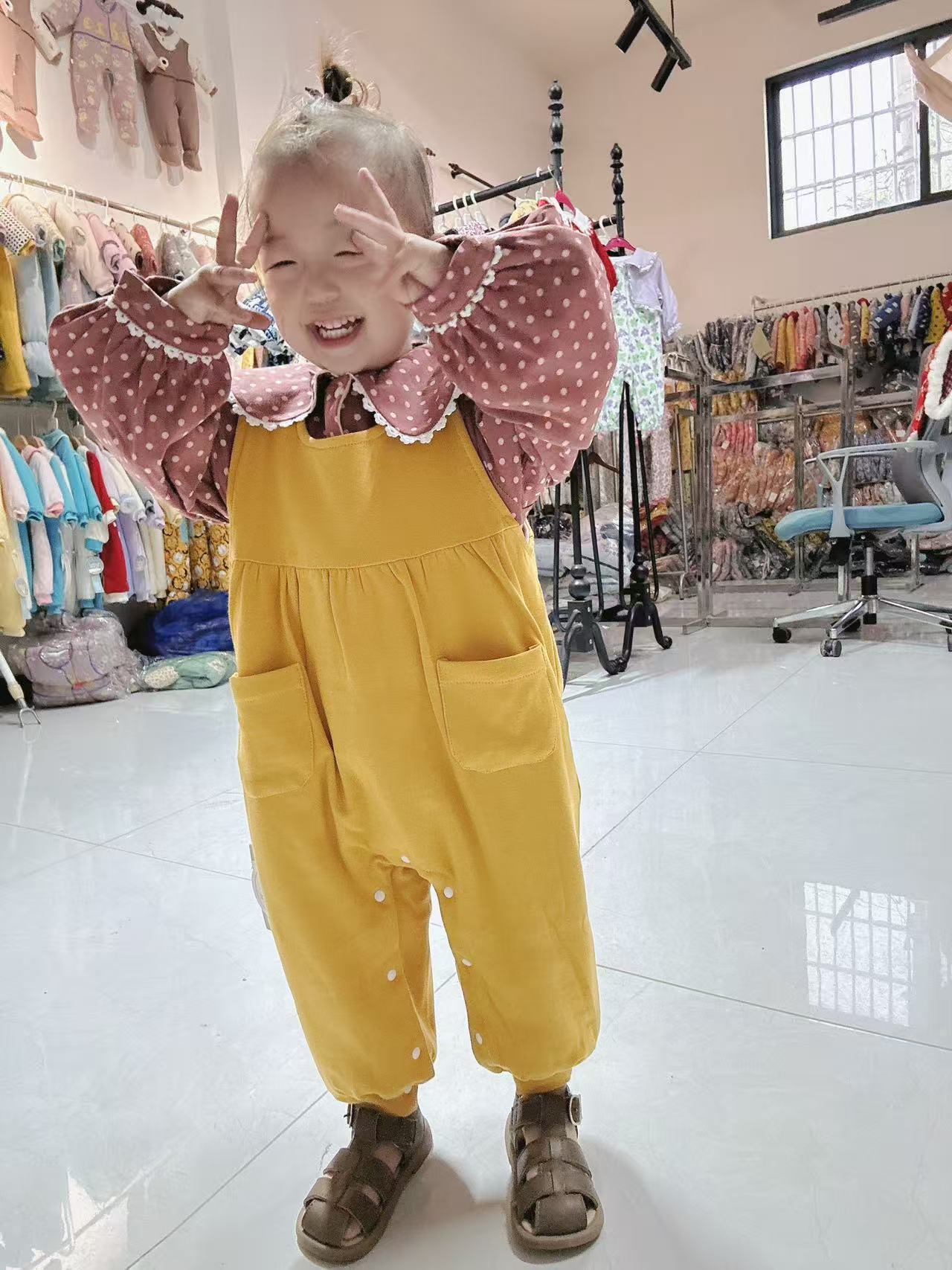 新款双层闭档背带两件套