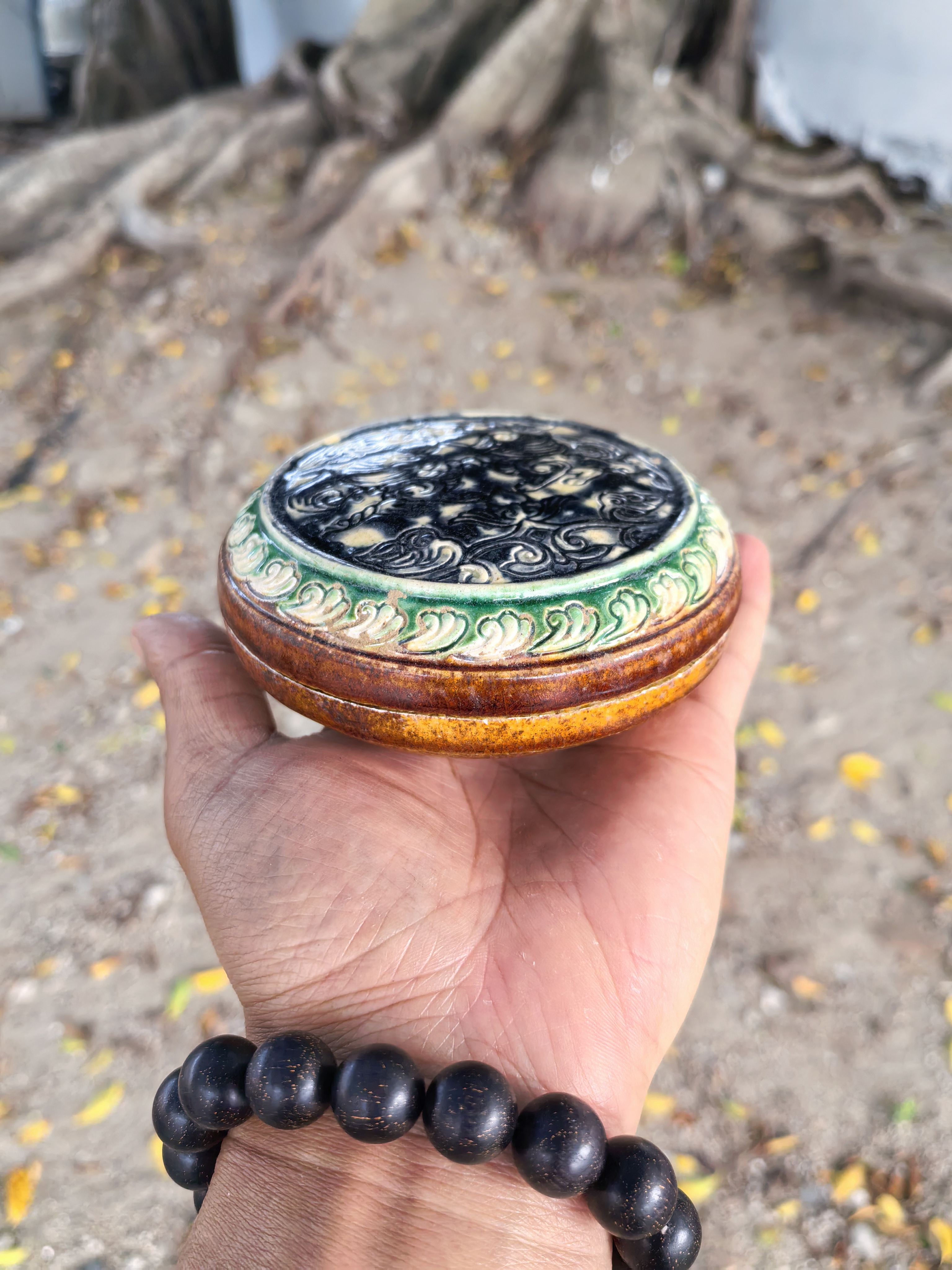 拍品陶瓷粉盒。不包邮