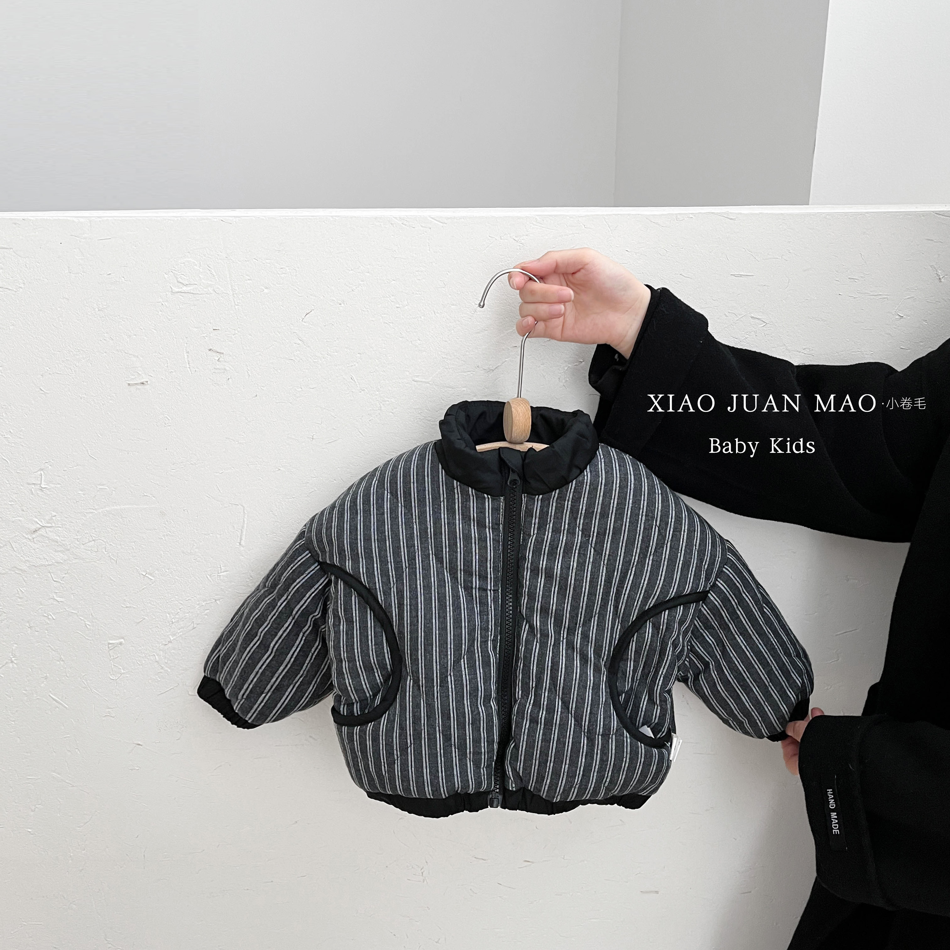 T25D137棉服休闲嘻哈风条纹童装厚款保暖韩版男童宝秋冬洋气时尚