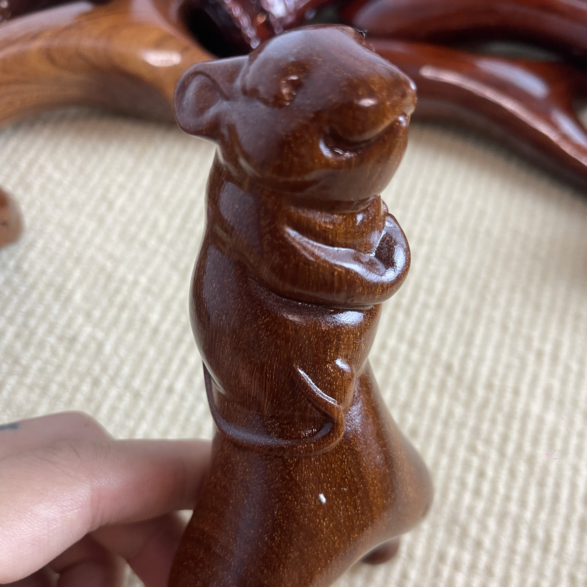 实木雕刻十二生肖鼠像至尊弓