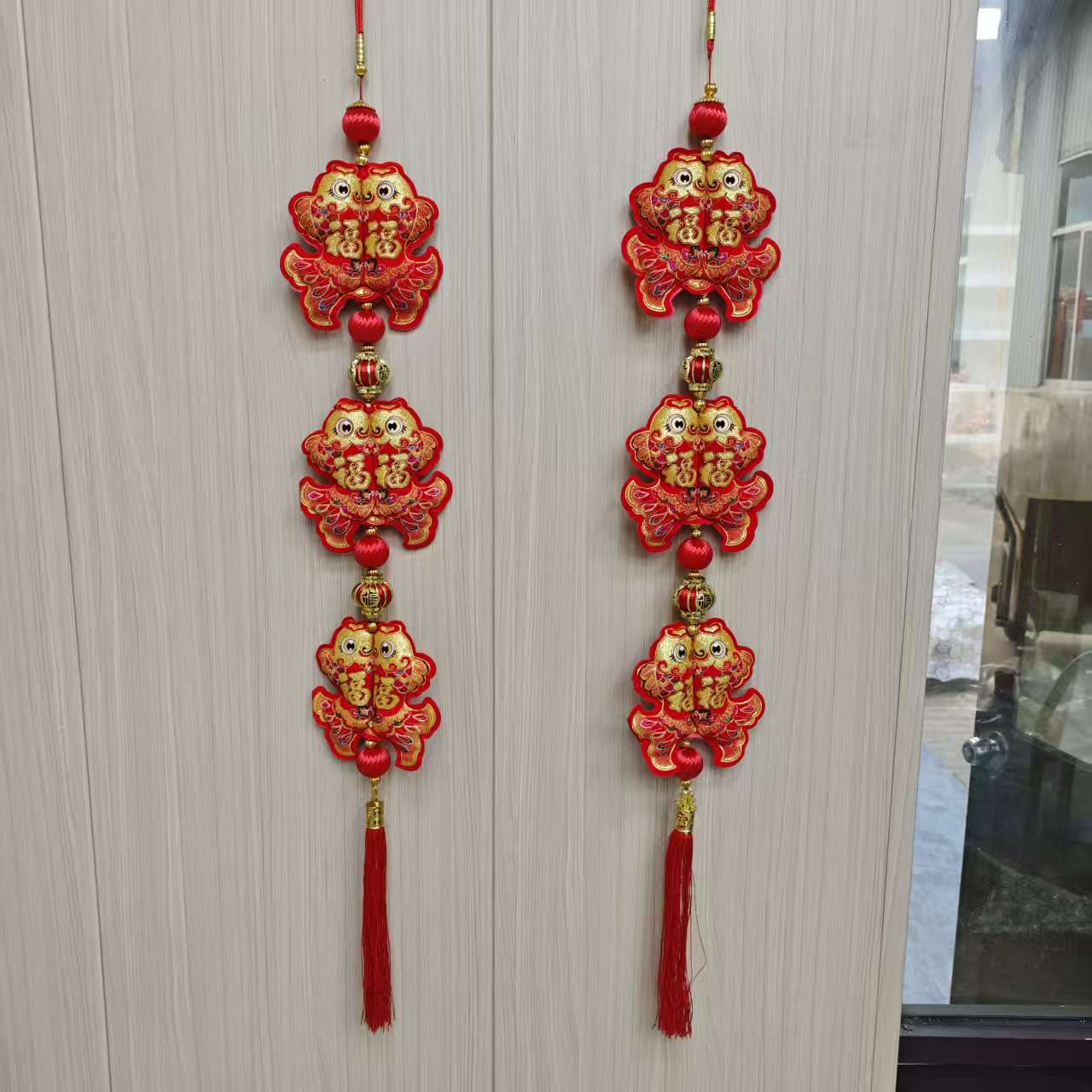新年挂饰过年客厅装饰品入户门玄关乔迁新房布双鱼挂件