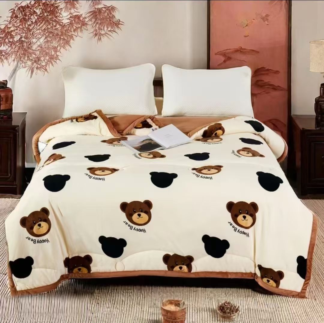 咖色小熊被加厚高端保暖冬季可爱加厚冬季被子亲肤