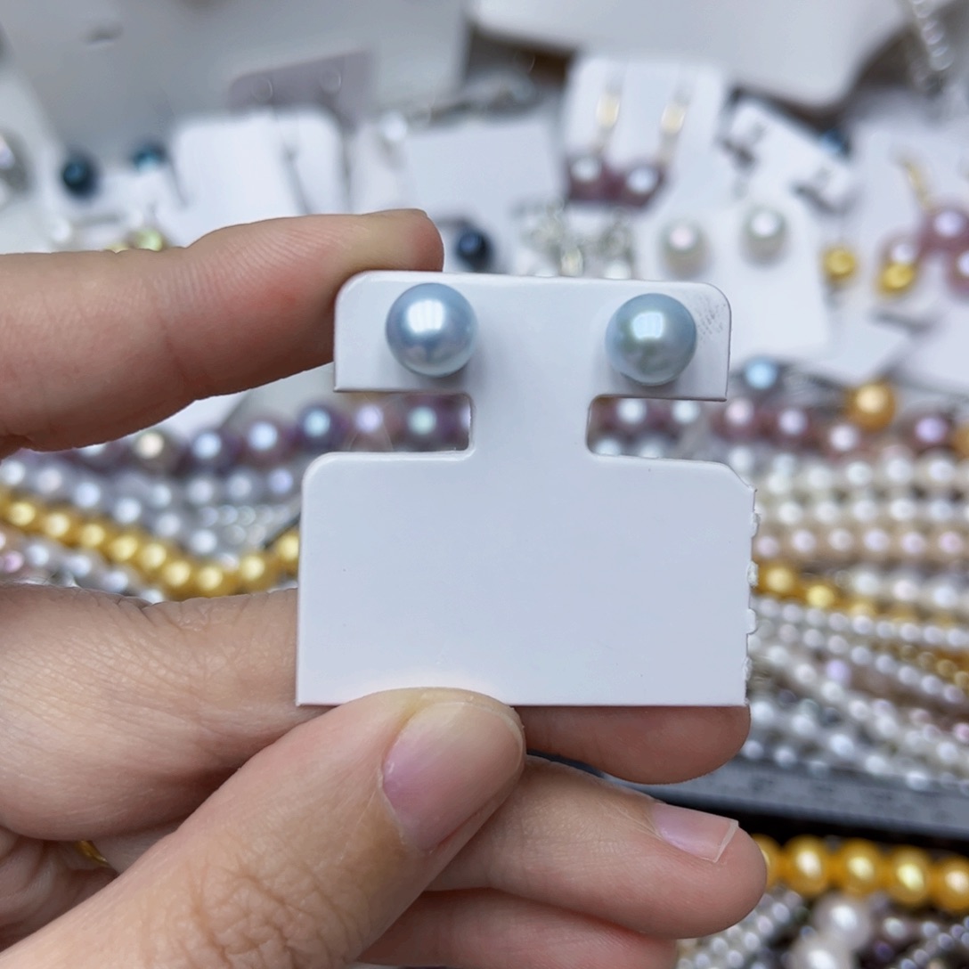 淡水珍珠耳饰银S925镶嵌