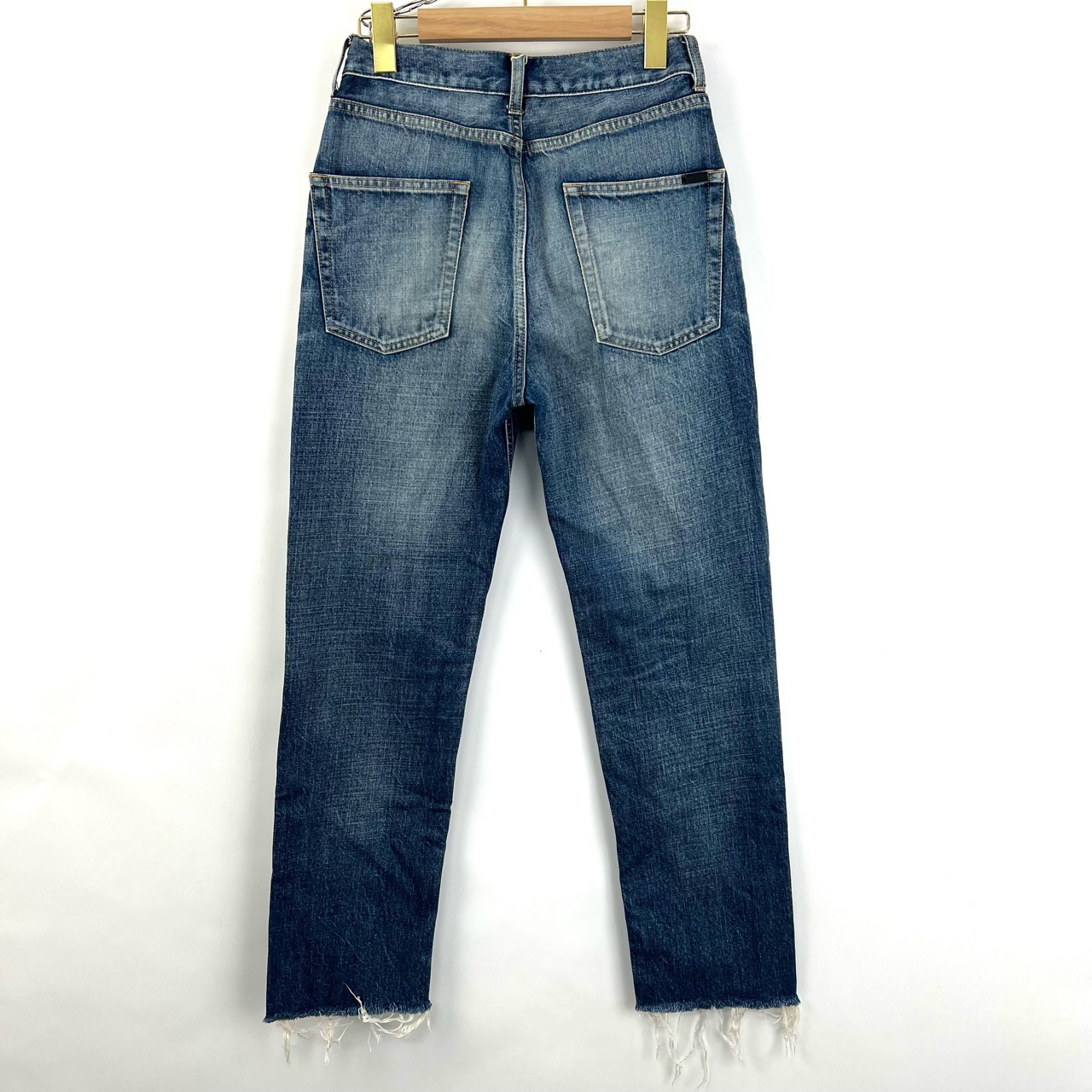 95新 YSL/圣罗兰 28码/97新slp水洗蓝流苏牛仔裤/编码0842