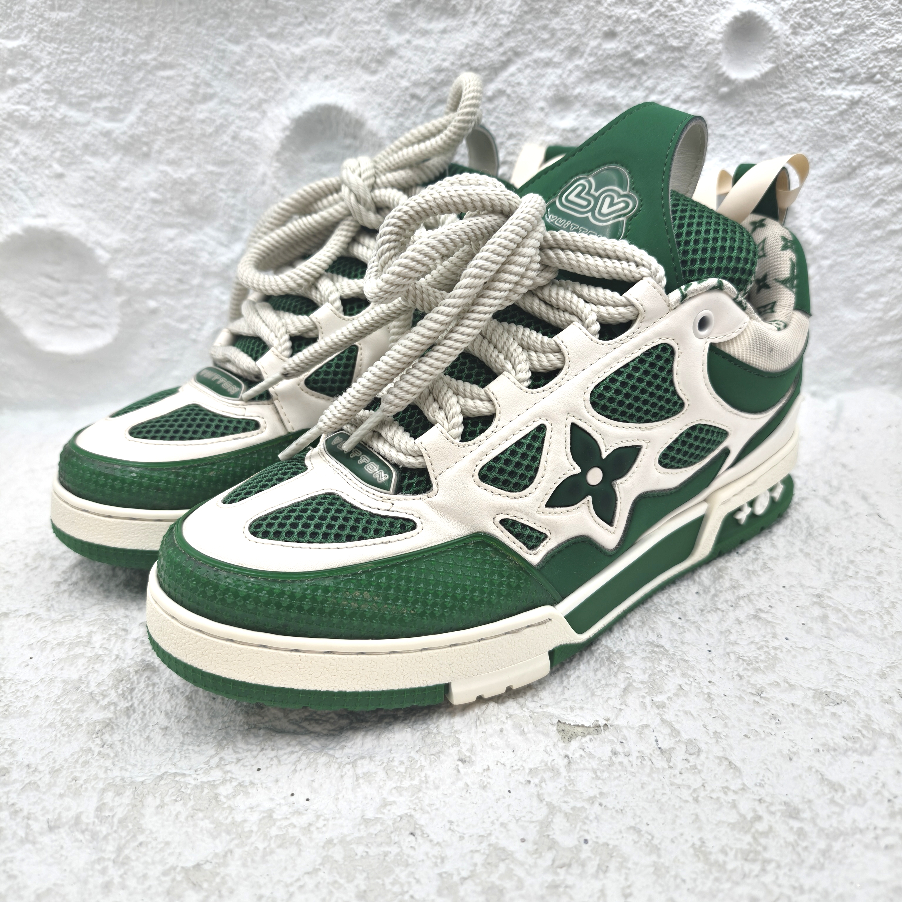 95新 LouisVuitton/路易威登 7码/41码/白绿 skate面包鞋